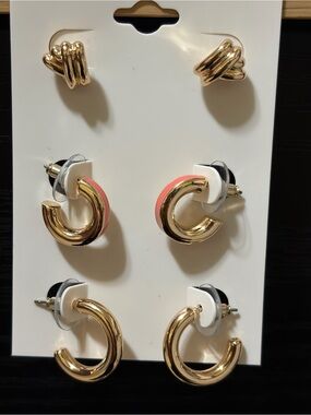 ON·34TH Gold Hoop Earring Set - 3 Pair 3 Sizes
